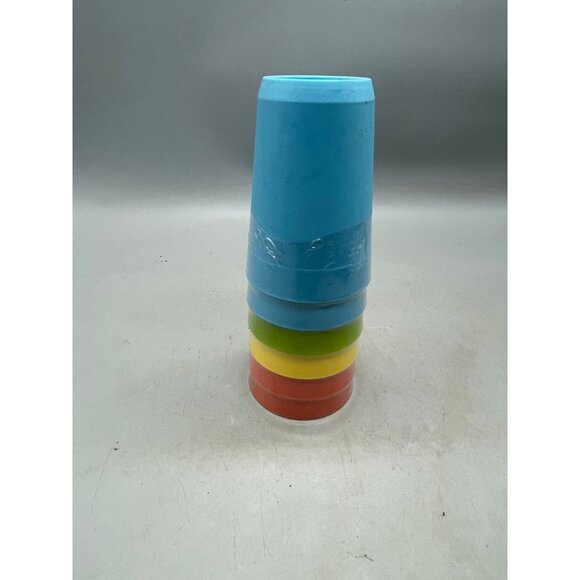 set of 6 plastic cups kids 4" blue orange green yellow NEW - Picture 2 of 4